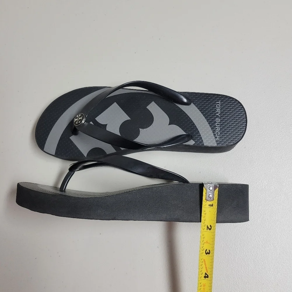 Tory Burch Black Logo Flip Flop Sandals